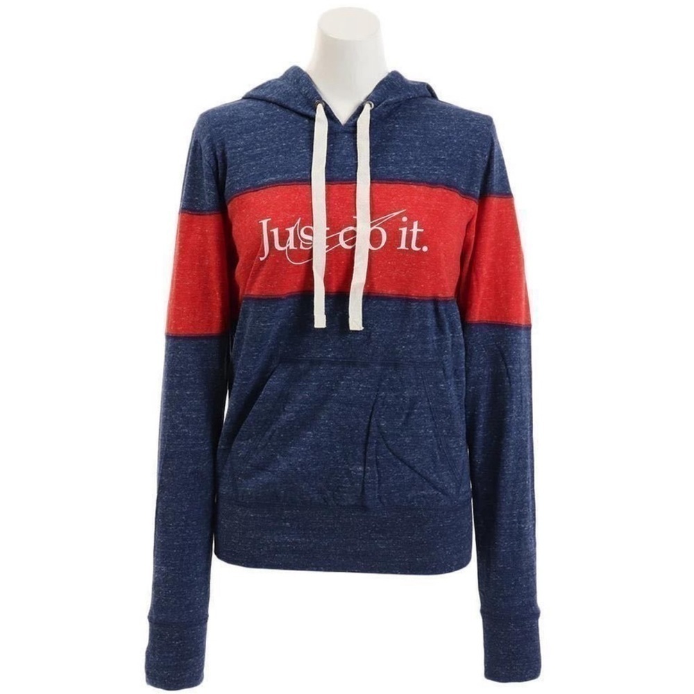 Nike “just do it” hooded pullover colour block lightweight top